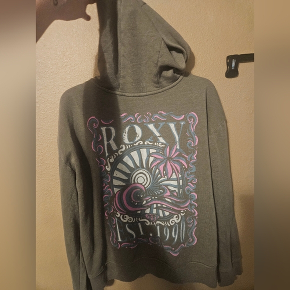 Roxy Y2k Khaki Zip-Up Hoodie Sz Medium - Picture 8 of 9